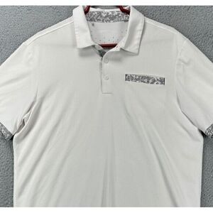 Adidas‎ Shirt Adult Large White Camo Golf Polo Athletic Logo Pocket Rugby Mens